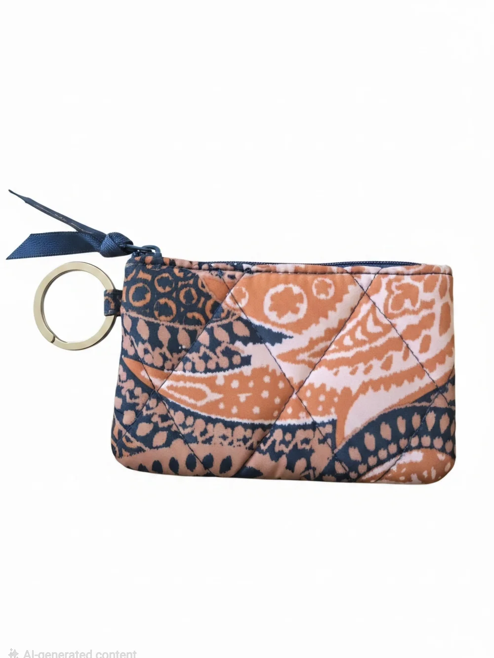 Vera Bradley Pink and Navy Patterned Cardholder with Branded Ribbon Keyring